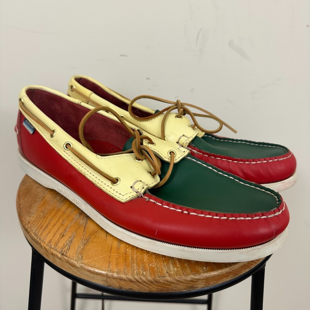 Sebago Docksides Mens US 15 M Boat Shoe Multi Colorblock Leather Slip On Casual